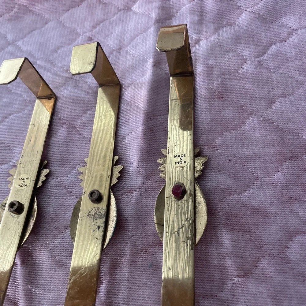 Vintage Brass Pineapple Over The Door Wreath Holders Set Of 3